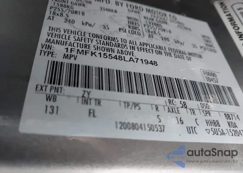 2008 Ford Expedition El Xlt from USA, damaged, VIN 1FMFK15548LA71948